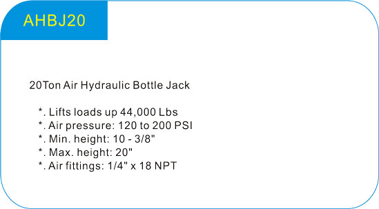  20Ton Air Hydraulic Bottle Jack